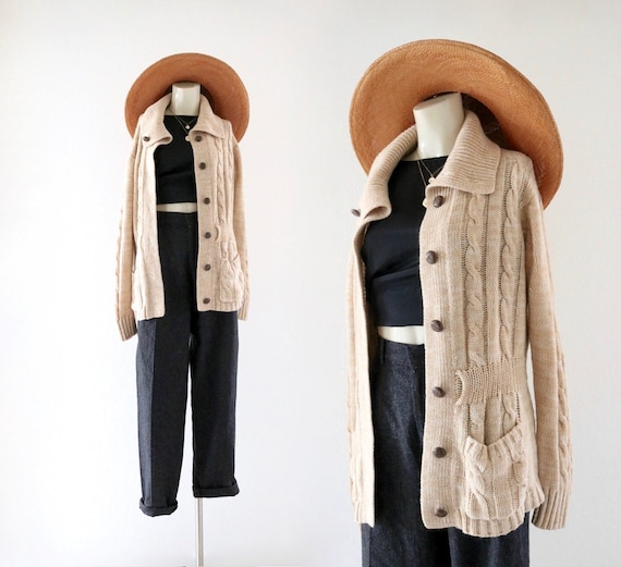 cable knit cardigan - m