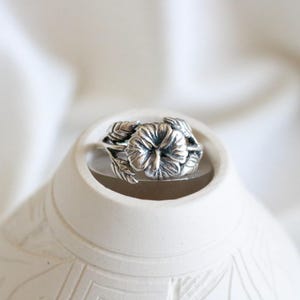 sterling silver pansy ring - 9 - vintage womens 925 flower nature boho bohemian jewelry