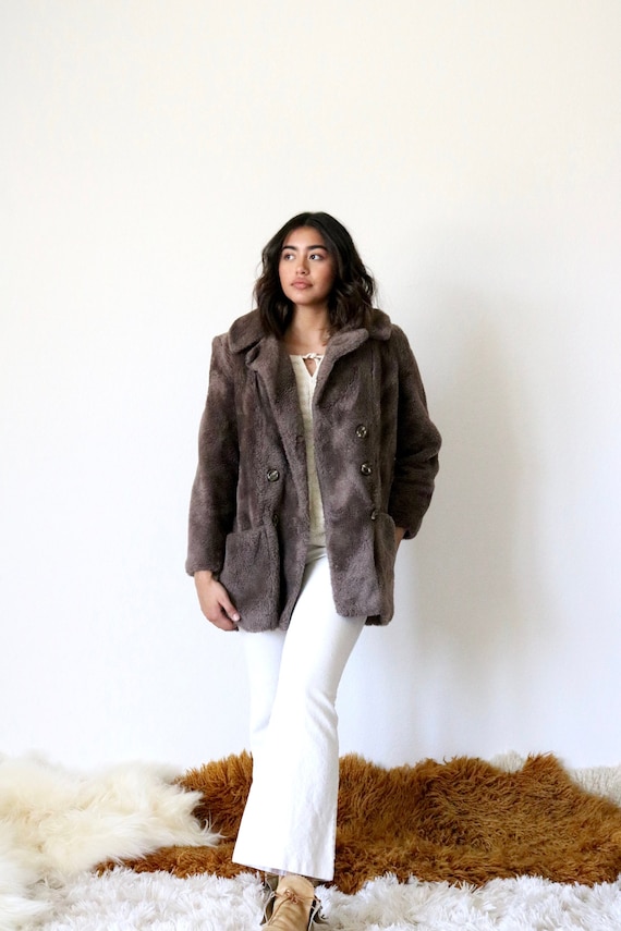 70's faux teddy bear coat