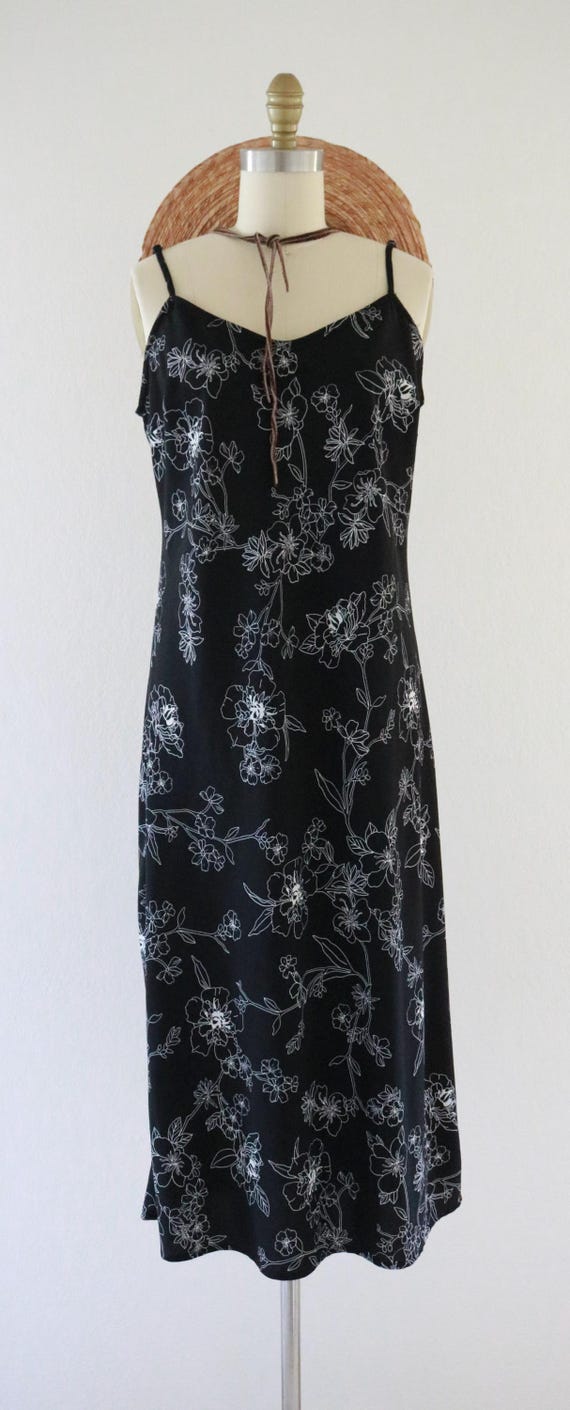 Black Floral Slip Dress - M - Vintage 90s Y2k Womens Cute Cottage  Cottagecore Goth Gothic Maxi Dress Size Medium Summer Sun - Etsy