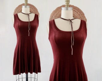 90s/y2k mulberry stretch velour dress - xs/s