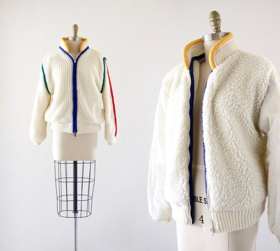 rainbow sherpa sweater coat - m