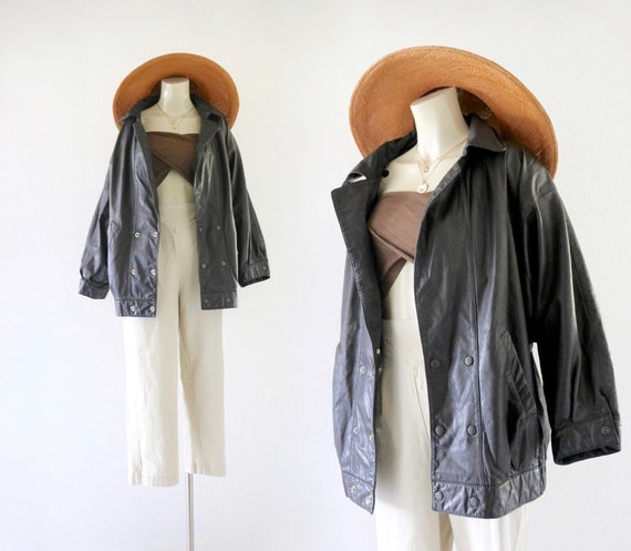 leather dolman jacket - m