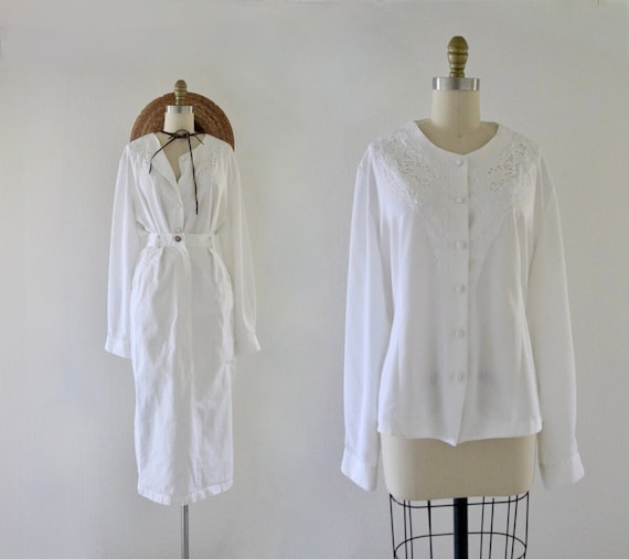 white cutwork blouse - xl - see details