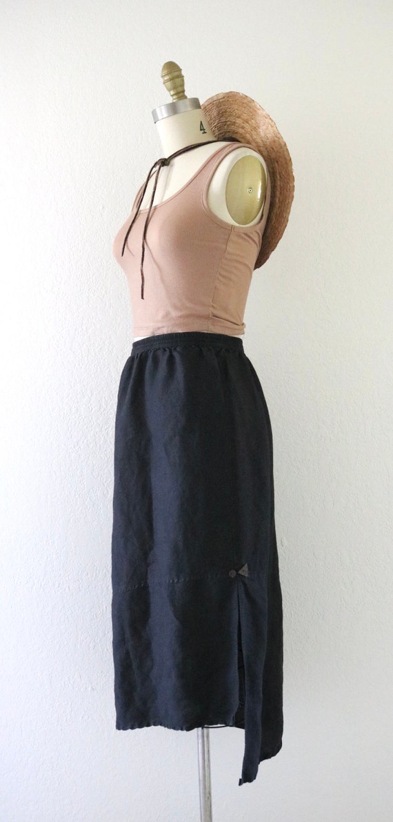 black linen asymmetrical skirt - 26-32 - vintage … - image 4