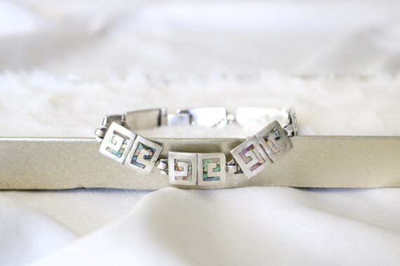 taxco sterling + inlay abalone link bracelet - image 3