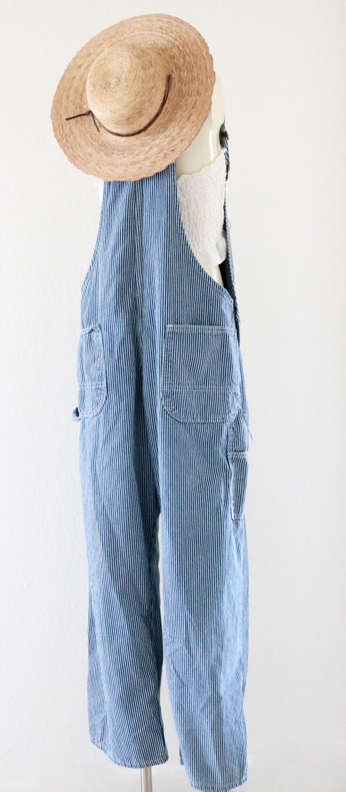 Micro Stripe Denim Overalls - Etsy