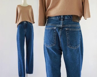 dark blue jeans - 28 tall - vintage 90s y2k womens blue jean denim pants size 6