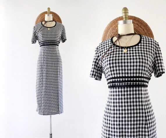 gingham tie back dress - 6