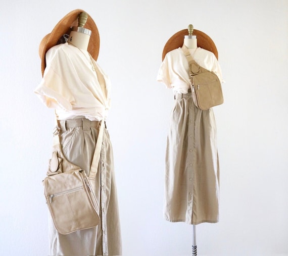 blonde convertible leather bag
