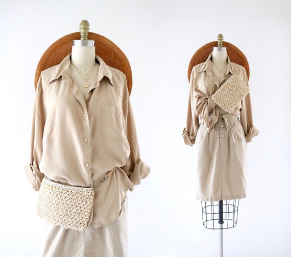 1960's convertible purse / belt bag - raffia + woo