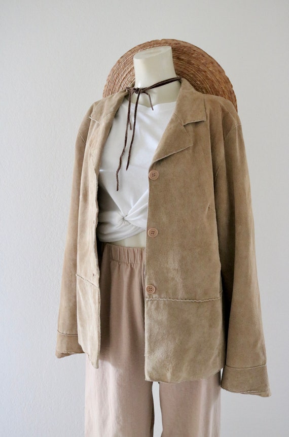 golden suede leather jacket - l - vintage 90s y2k… - image 4