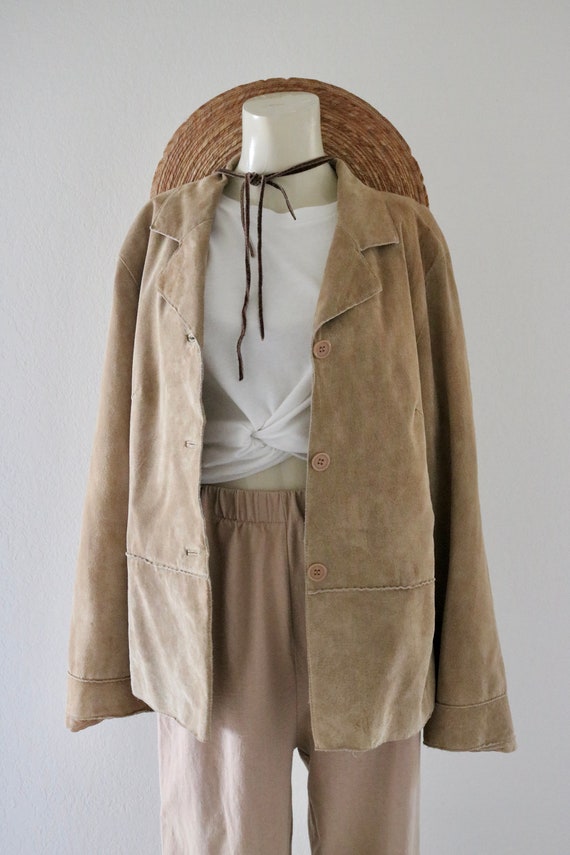 golden suede leather jacket - l - vintage 90s y2k… - image 3