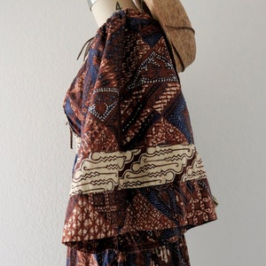 70's cotton block print dress XS image 4