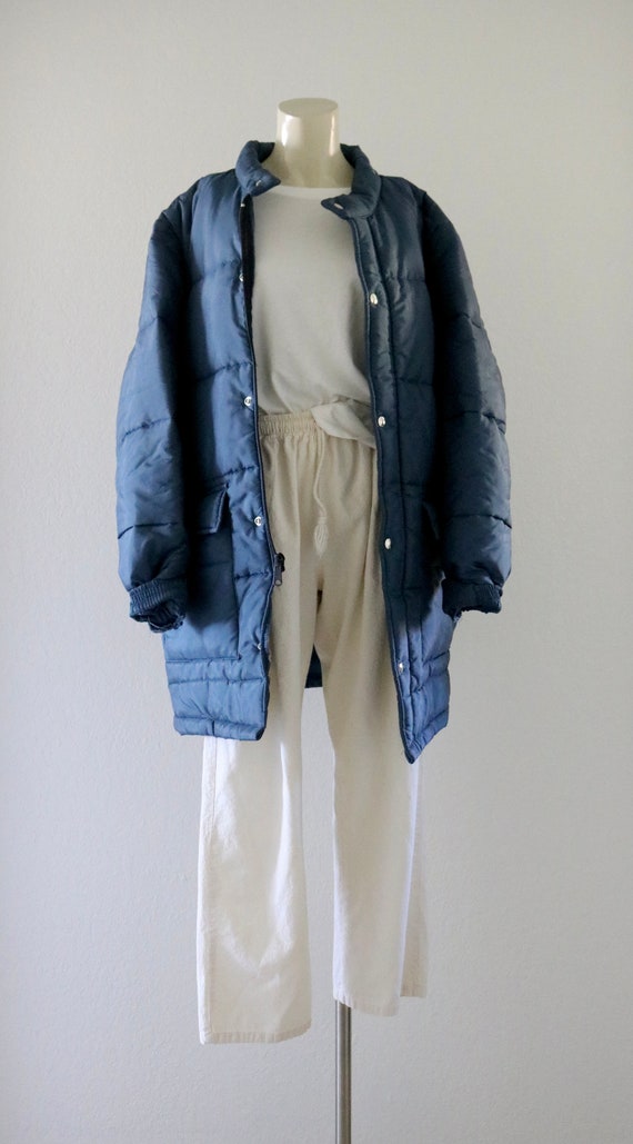 70's puffer jacket - vintage unisex blue mens wom… - image 2