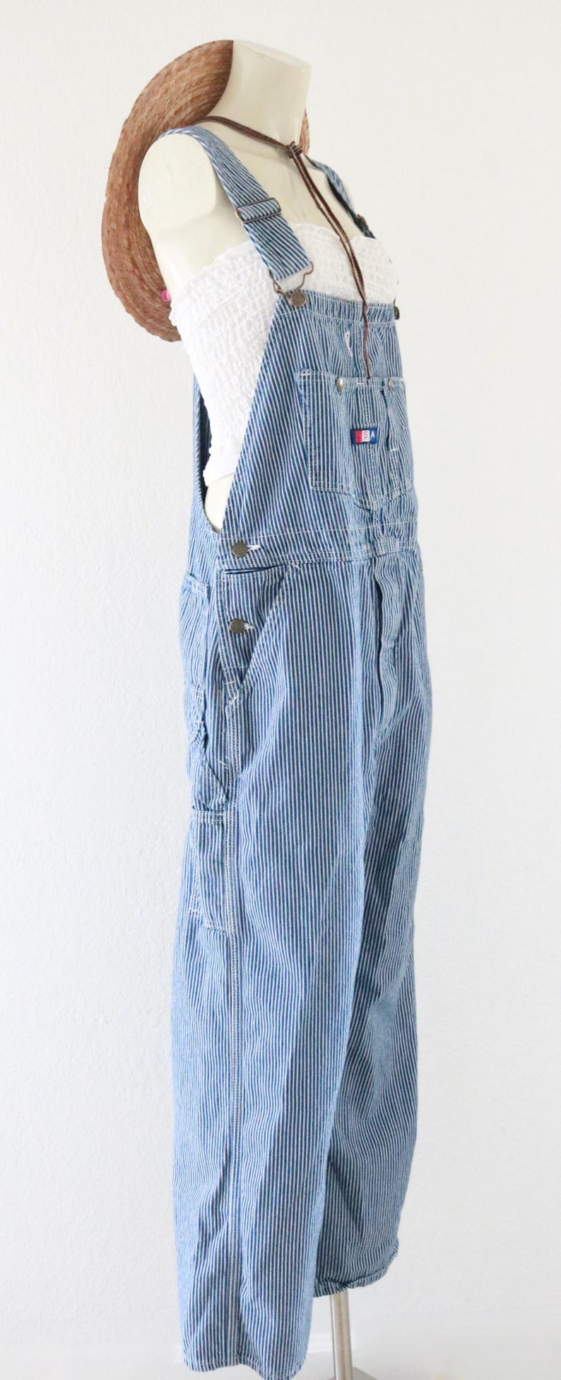 Micro Stripe Denim Overalls - Etsy