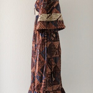 70's cotton block print dress XS image 5