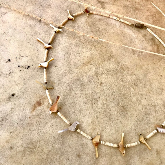 Zuni fetish necklace - carved mother of pearl