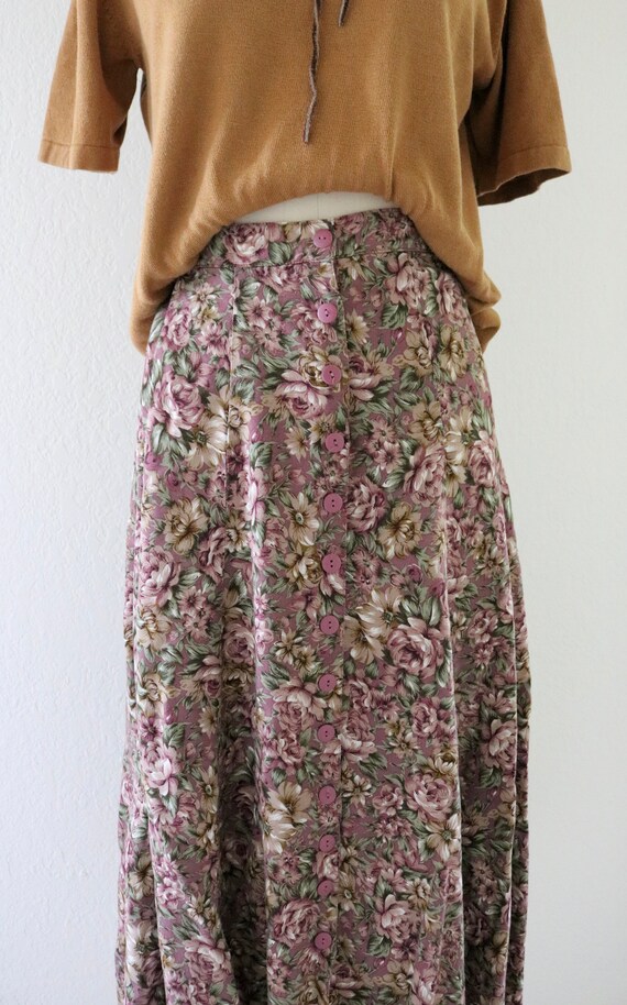 botanical button maxi skirt - 27-28 - vintage 90s… - image 3