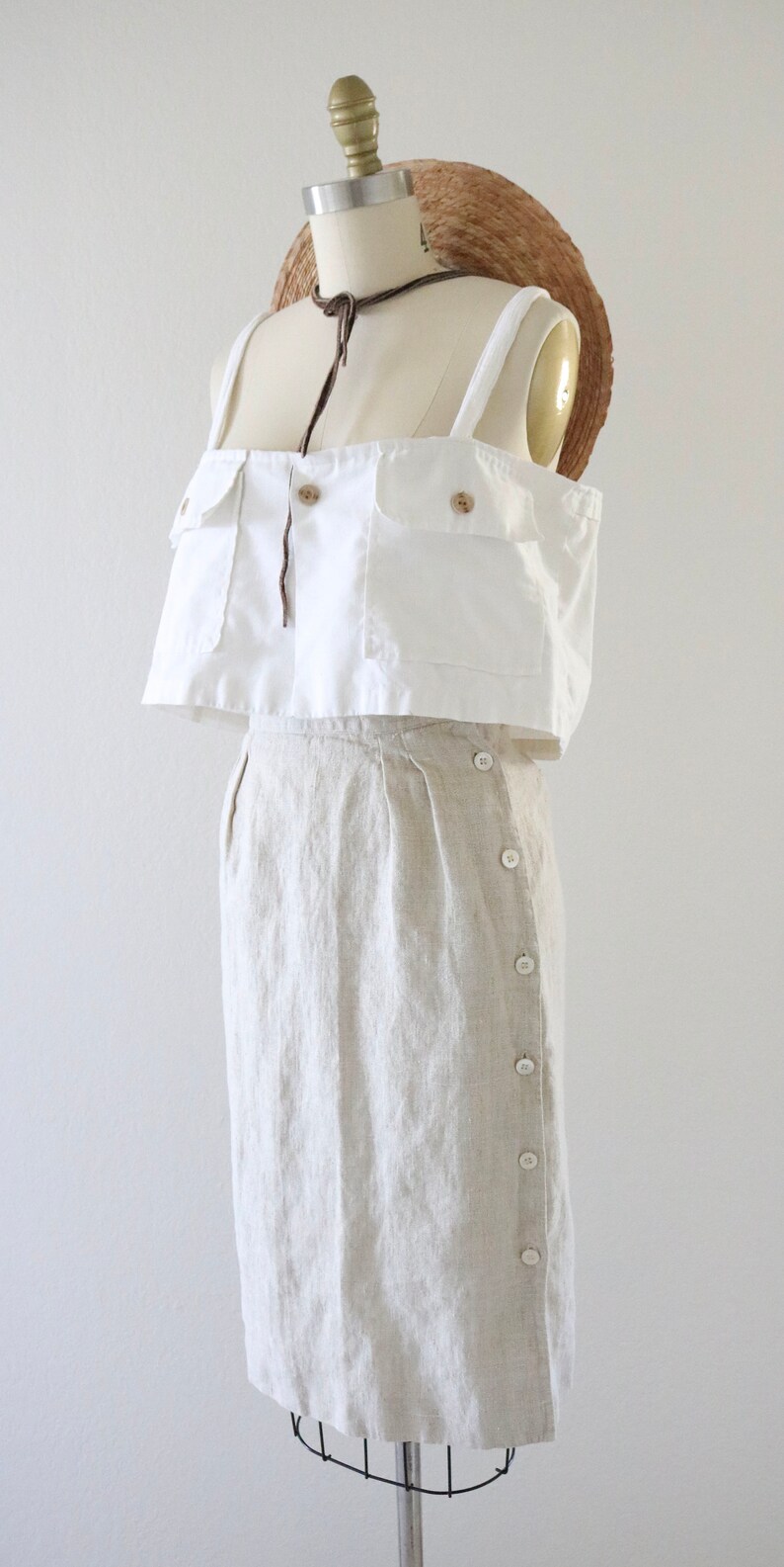 natural linen button skirt 24 image 4