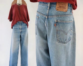 Jeans Levi's 505 con etiqueta naranja - talla 36 - estilo vintage de los 80 y 90, unisex, para hombre y mujer.
