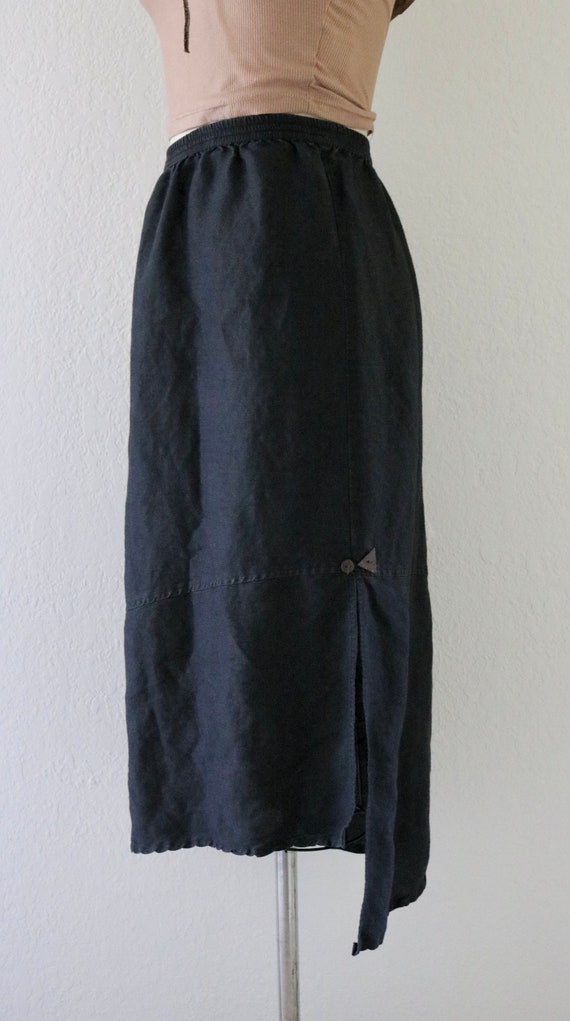 black linen asymmetrical skirt - 26-32 - vintage … - image 5
