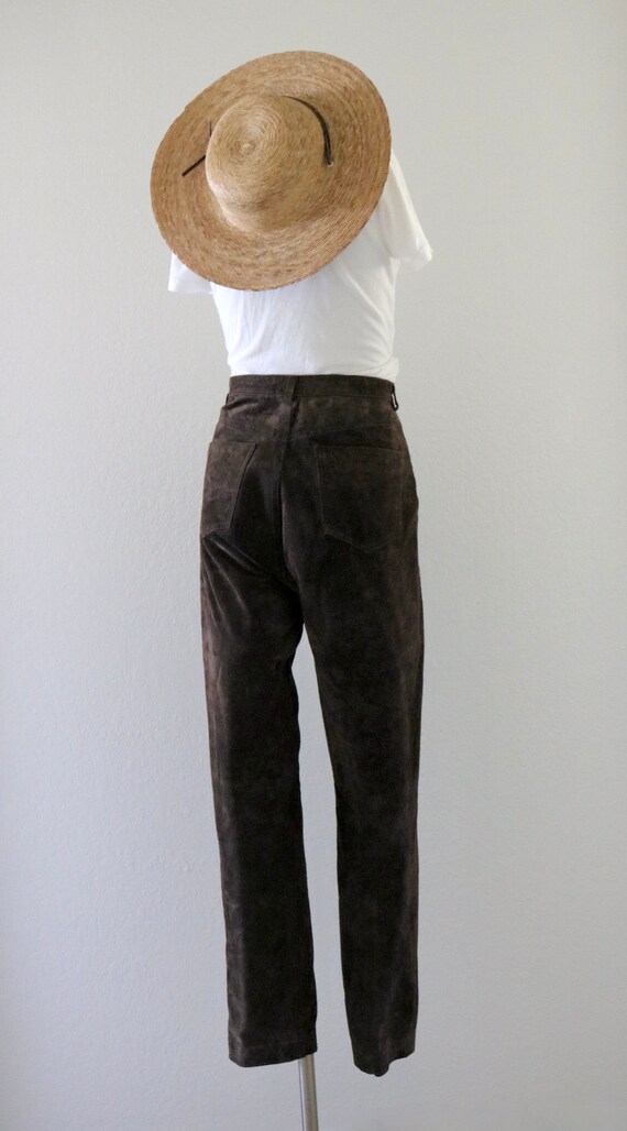chocolate suede leather trousers - 30 - image 5
