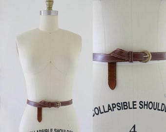 bourbon leather belt 26-30" - vintage 90s y2k womens tan beige size small belt