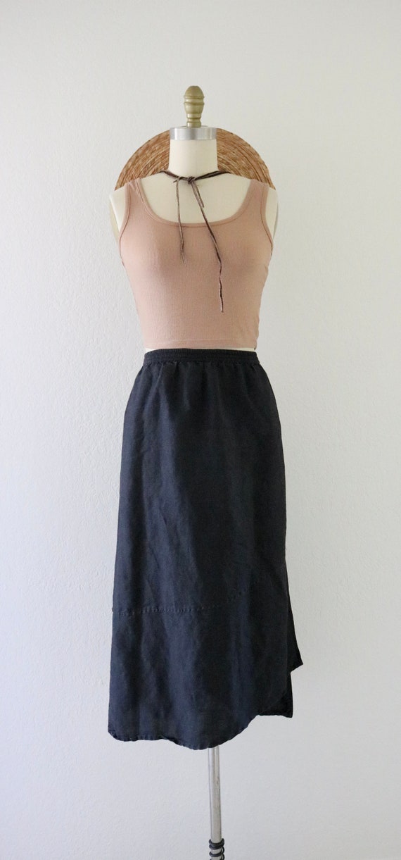black linen asymmetrical skirt - 26-32 - vintage … - image 2