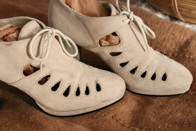 bone suede cut out booties 6.5