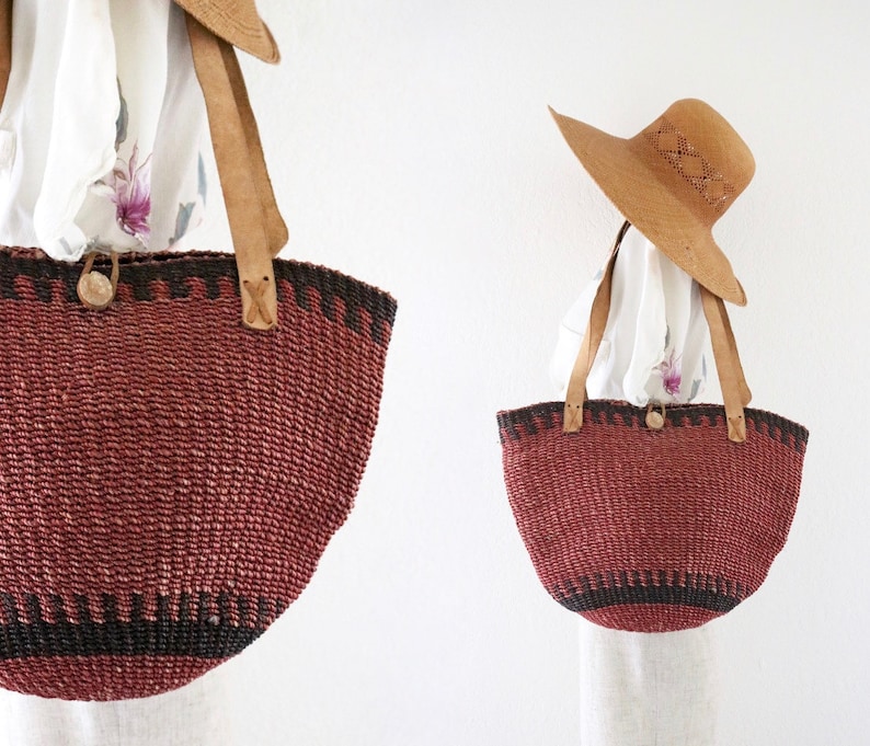 raspberry sisal market bag
