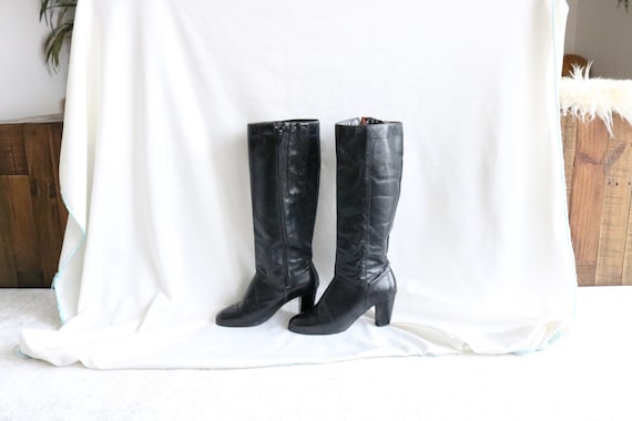 black leather boots - 7 (see details)