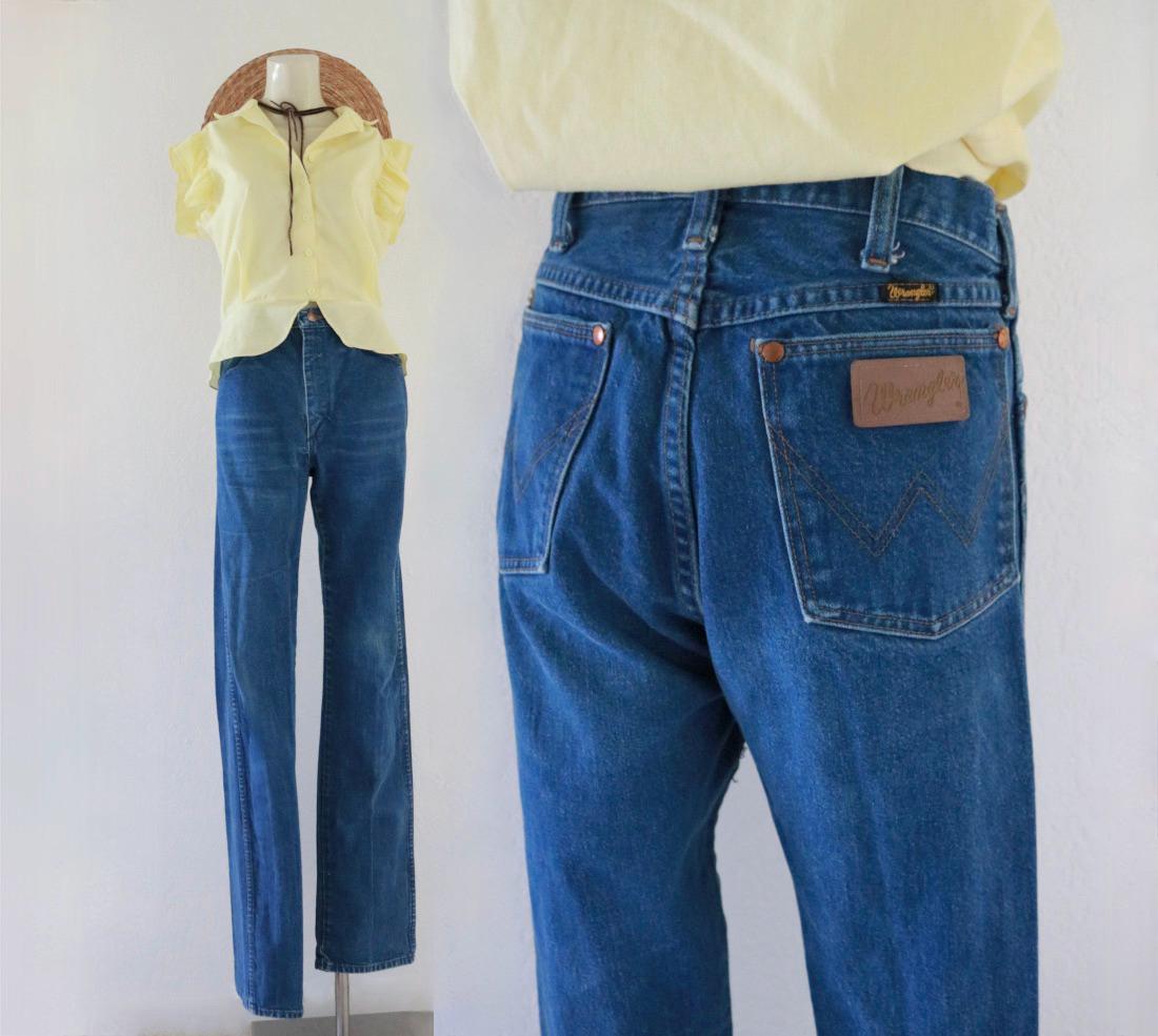 worrrn usa wrangler jeans - 29 - vintage blue jean western 90s unisex cowgirl cowboy western wranglers high waist tall