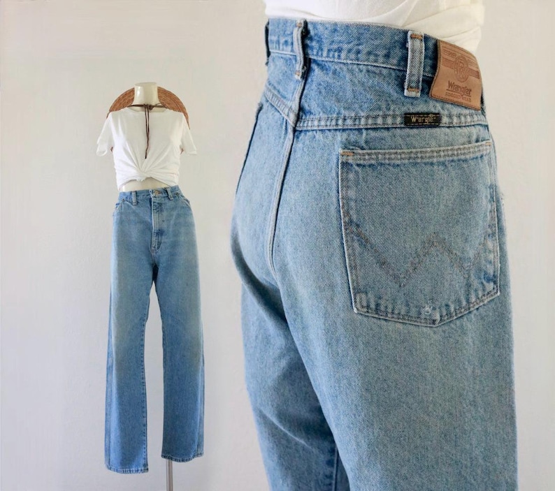 destroyed USA wrangler jeans - 35 - vintage 90s y2k blue jeans western unisex mens womens wranglers distressed rustic pants