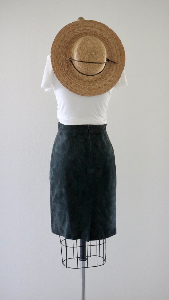jade suede skirt - 27 - vintage 90s y2k dark gree… - image 5