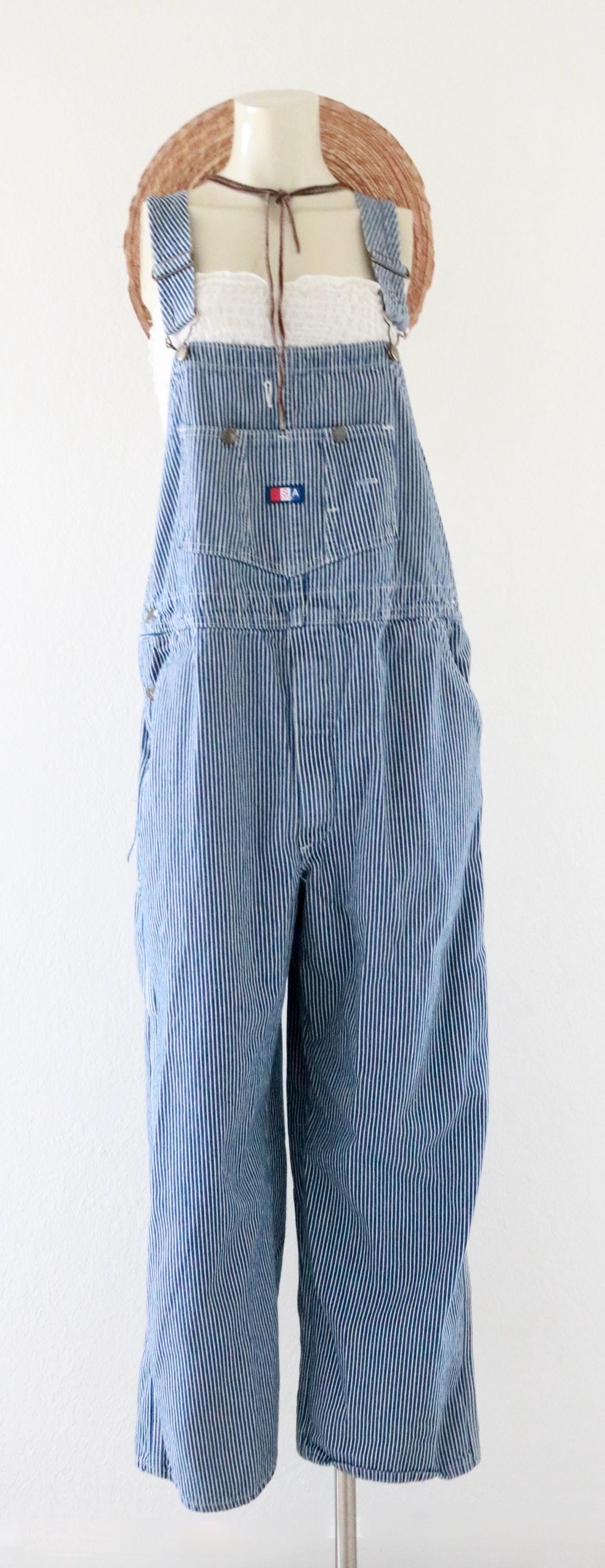 Micro Stripe Denim Overalls - Etsy