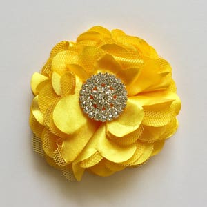 Tulle and satin flower clip with rhinestones in a variety of colors. You select color. image 9