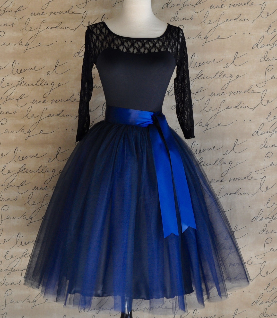 Navy blue tulle skirt tutu for women lined in black satin with | Etsy