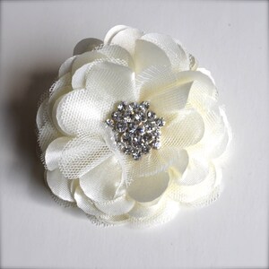 Tulle and satin flower clip with rhinestones in a variety of colors. You select color. image 6