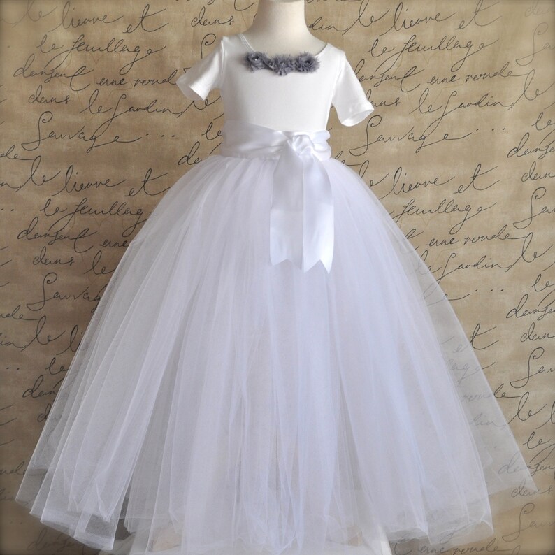 Girls Long Tutu Tulle Skirt. Flower Girl Skirt. White or Ivory Etsy