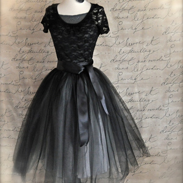 Black and silver tulle tutu skirt for women--A Night at the Ballet.