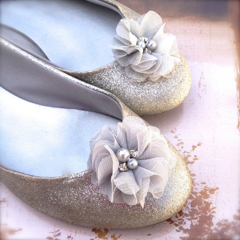 Shoe Clips With Pearls and Rhinestones in Grey Ivory Pink Etsy UK