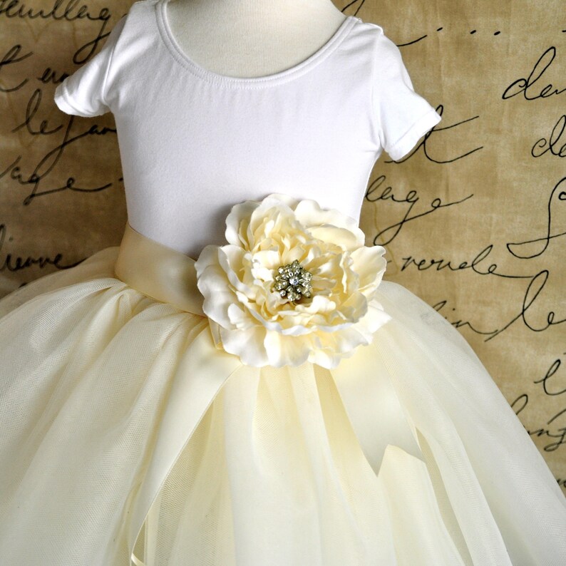 Tulle and satin flower clip with rhinestones in a variety of colors. You select color. image 7