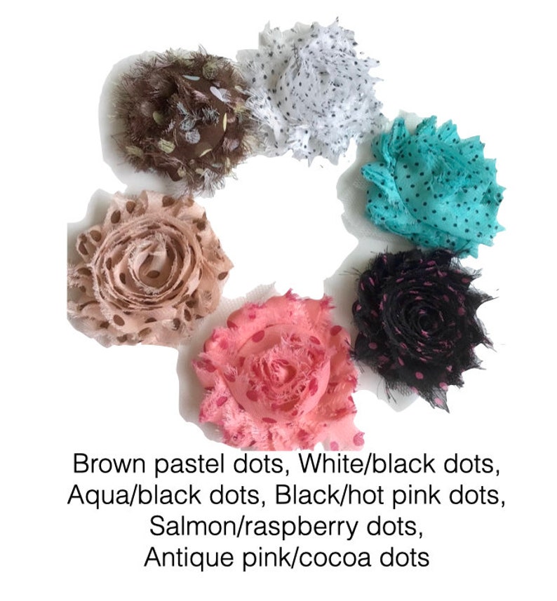 Shoe clips with blossoms and rhinestone centers. 25 solid colors available. Also in prints. image 9