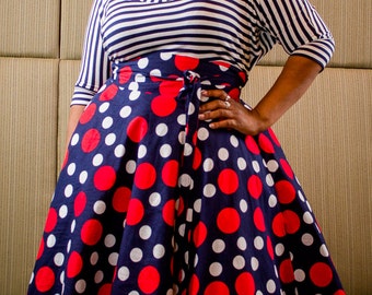 Navy blue polka outlet dot skirt plus size