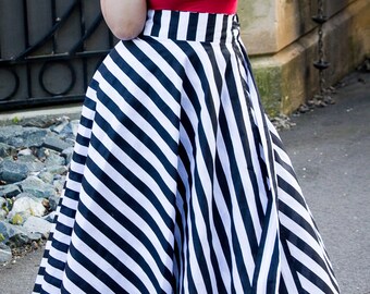 Plus Size Maxi Skirt Stripes plus size High Waist / plus size  2 - 24 ) 42" L