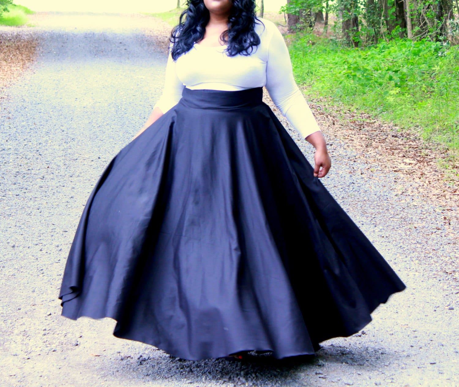 Maxi Skirt / Women Plus Size High Waist ...