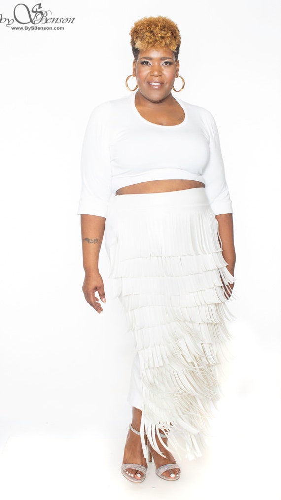 plus size fringe skirt