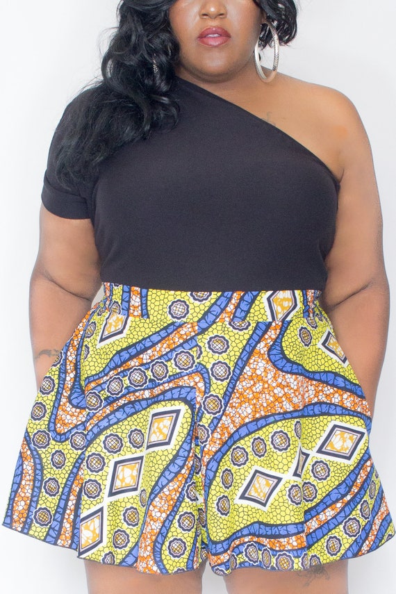 african print shorts plus size