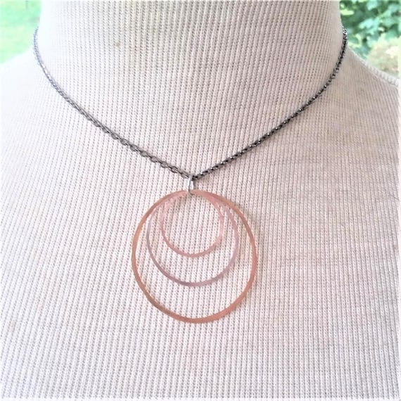 Hammered Silver, Brass, Rose Gold Circle Pendant Necklace